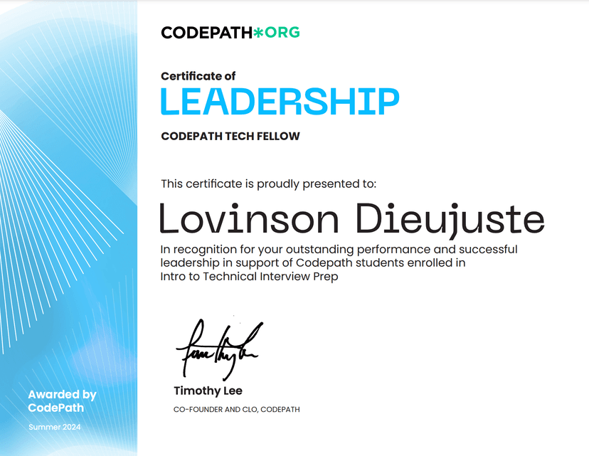 CodePath Certificate of Leadership (TIP101)